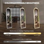 Home Use Touch Switch Aluminum Frame Modern Design Explosion-proof Floor Standing Full Length LED Display Screen Arched Mirror - Image 4
