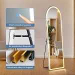 Home Use Touch Switch Aluminum Frame Modern Design Explosion-proof Floor Standing Full Length LED Display Screen Arched Mirror - Image 3