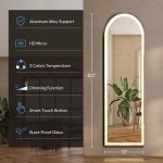 Home Use Touch Switch Aluminum Frame Modern Design Explosion-proof Floor Standing Full Length LED Display Screen Arched Mirror - Image 2