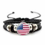 Multi-layer Braided Leather Flag Bracelet, Adjustable Alloy Bead, Patriotic Souvenir - Image 4