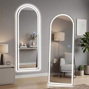 Modern arched LED mirror in contemporary interior