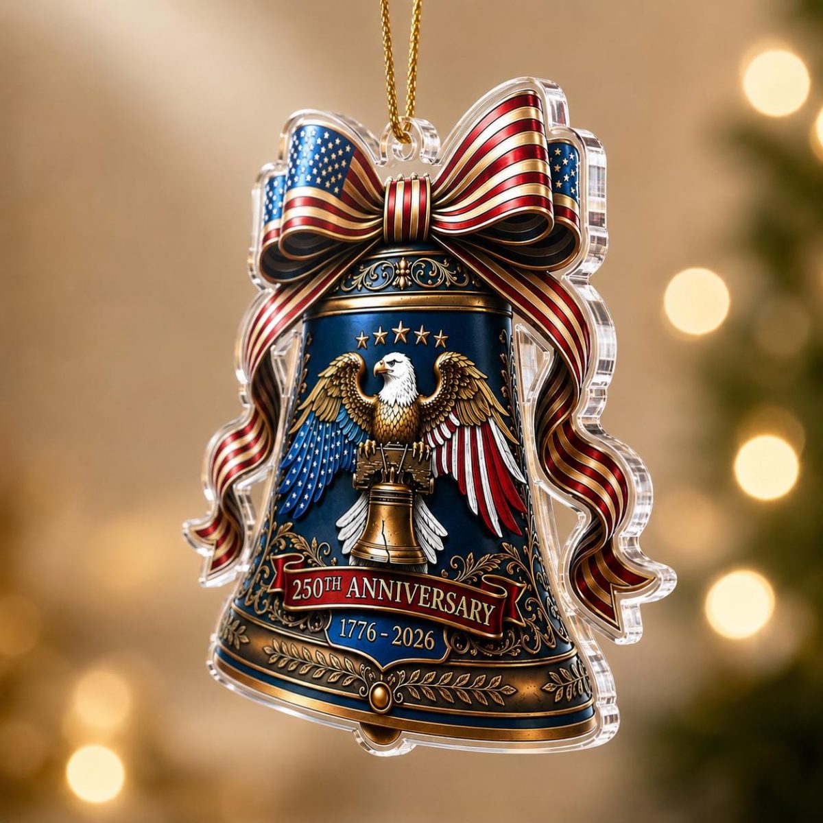 Liberty Bell Ornament, 1776-2026 Decor, USA 250th Anniversary, 250 Ornament, Family Xmas Gift, Patriotic Xmas Tree Hanger, Eagle Ornament - Image 3