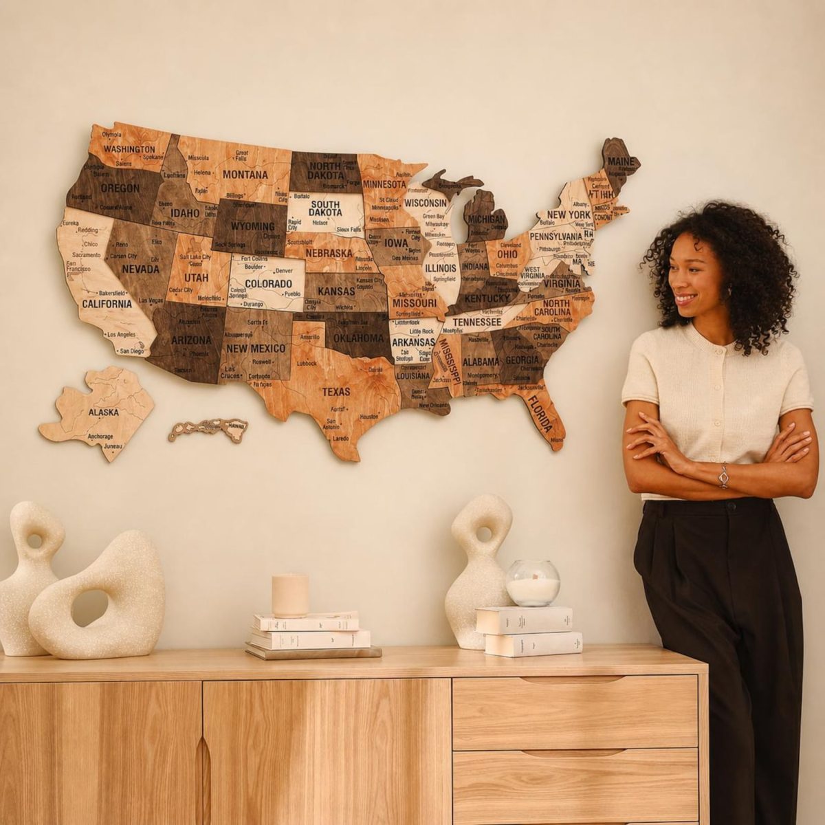 United States Push Pin Travel Map, Wooden USA Wall Art, Anniversary Gift - Image 5