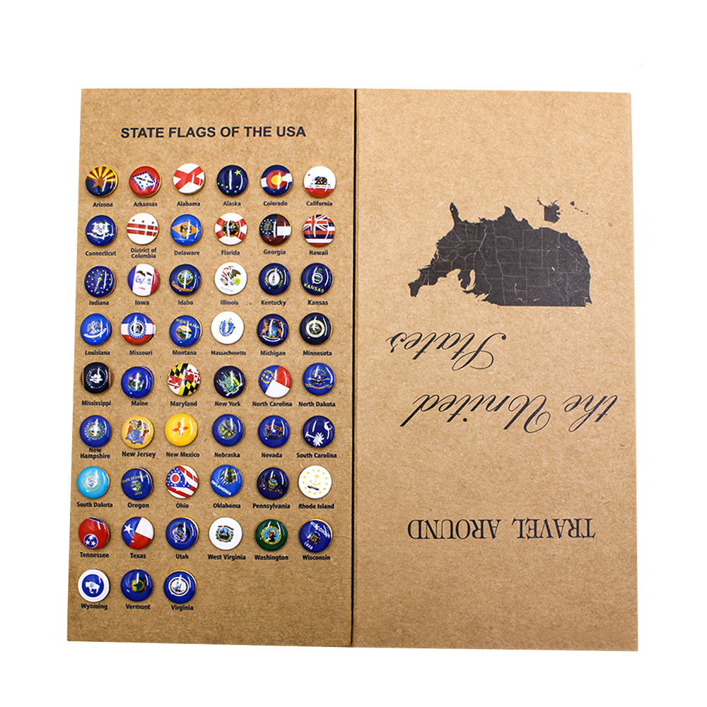 pins-5 Flags of the United States Push Pins; Set of 51 Metal Pins, Track Your Travels, US State Flag Pins, Includes Washington DC, Thumb Tacks - Image 1